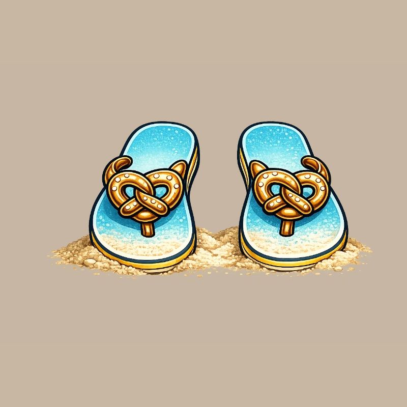 Blue Pretzel Bow Beach Flip Flops
