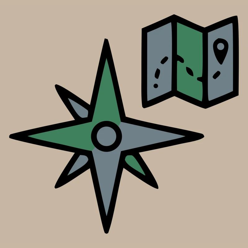 Compass Map Hiking Geocaching Survival