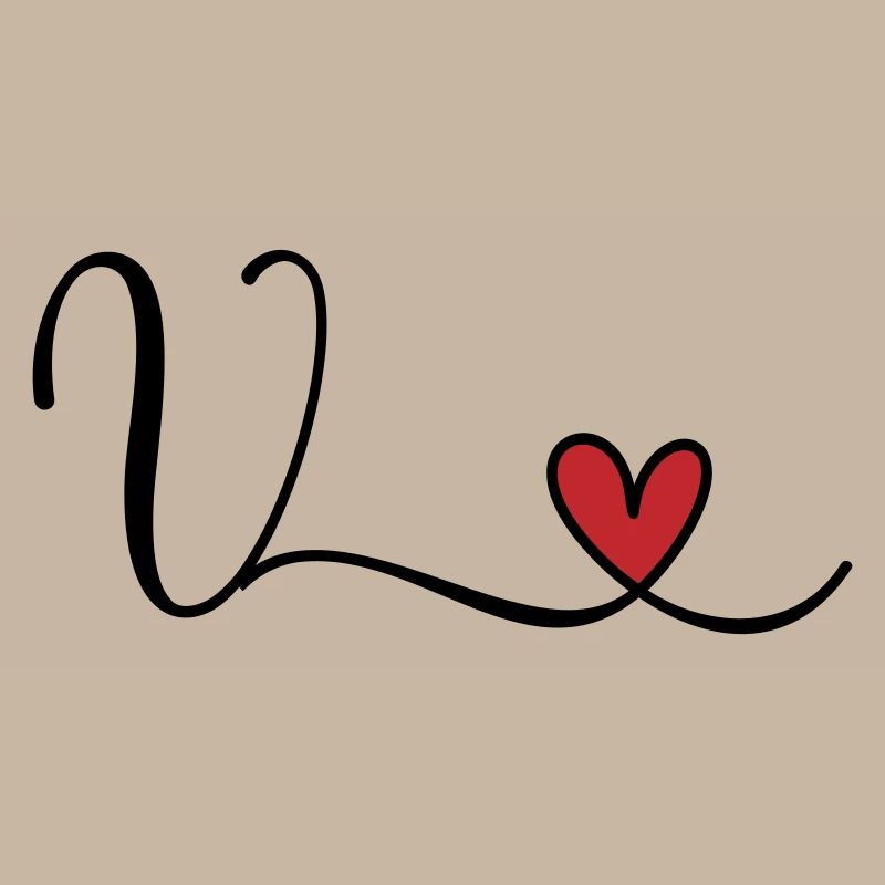 Letter V Monogram Initial Heart