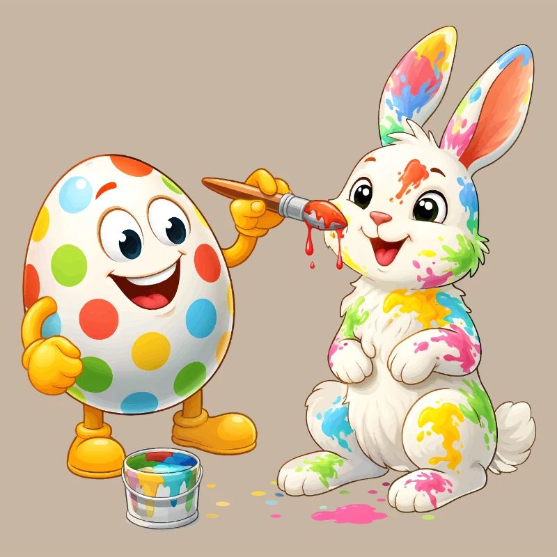 Funny Easter Egg Paints Happy Easter Bunny