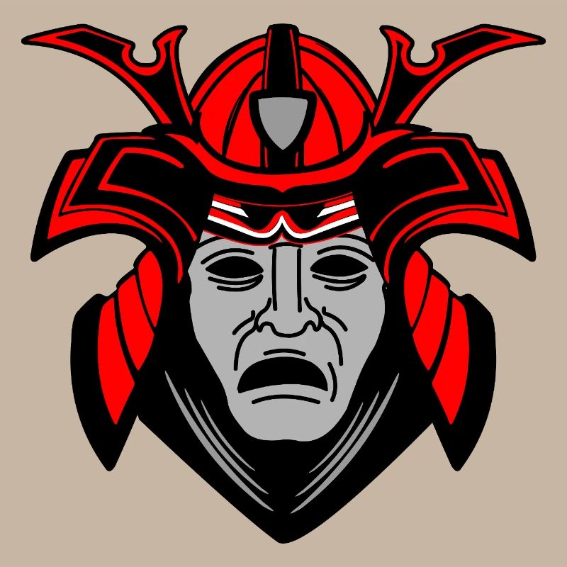Gloomy Samurai Face with Helmet