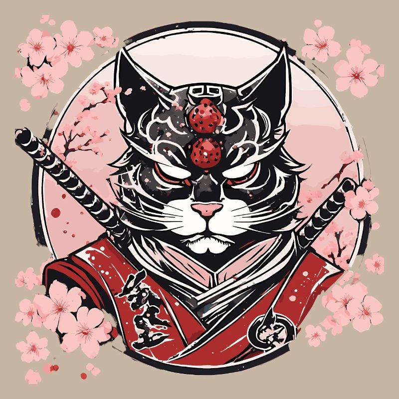Démoniaque Kawaii Neko Samurai : chat samouraï