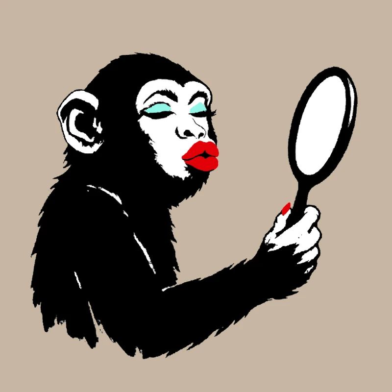 Dame singe vaniteuse avec miroir
