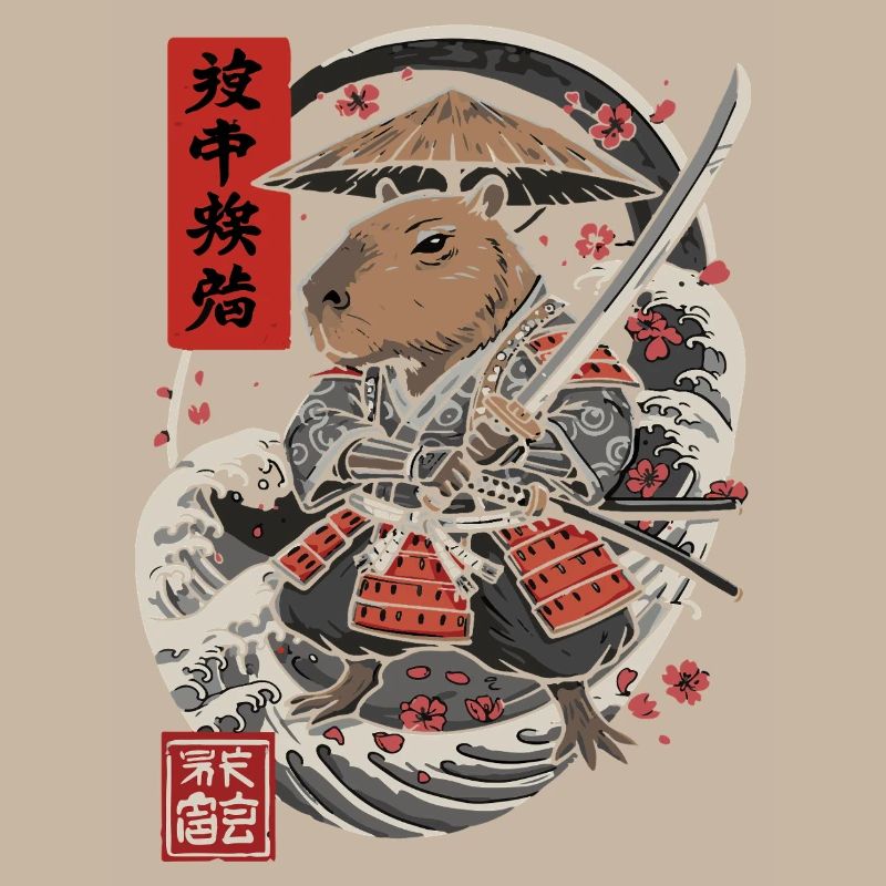 Samurai Capybara Combat Illustration