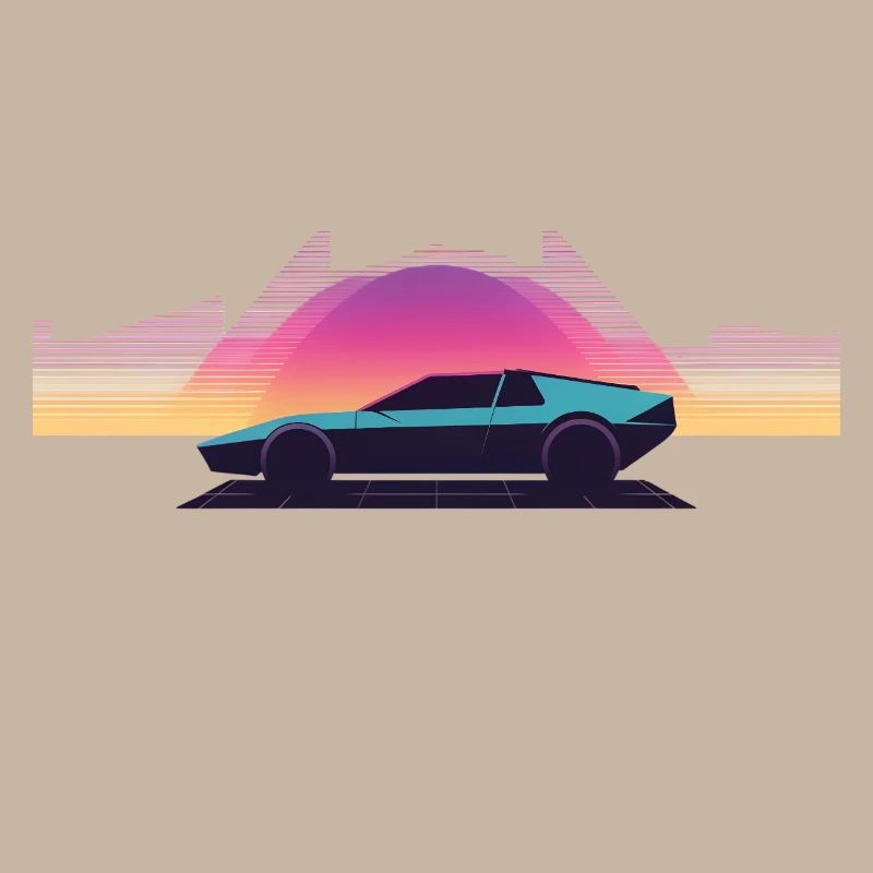 Synthwave Auto Outrun Grid Sunset 80s