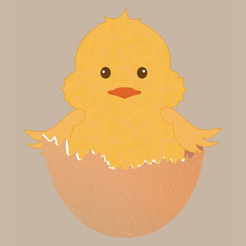 newly hatched chick in the eggshell