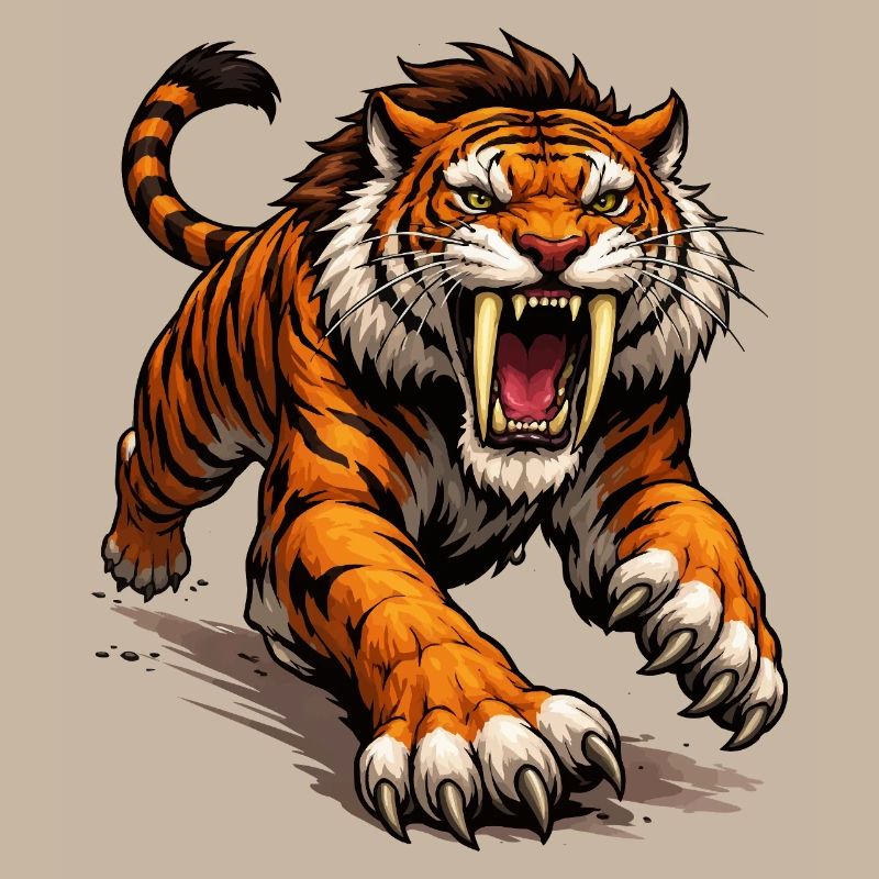 Comic Tiger Attack