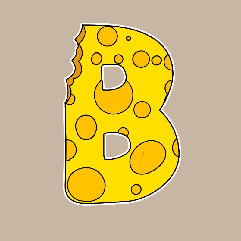 Letter B - Initial Letter B - Cheese Motif