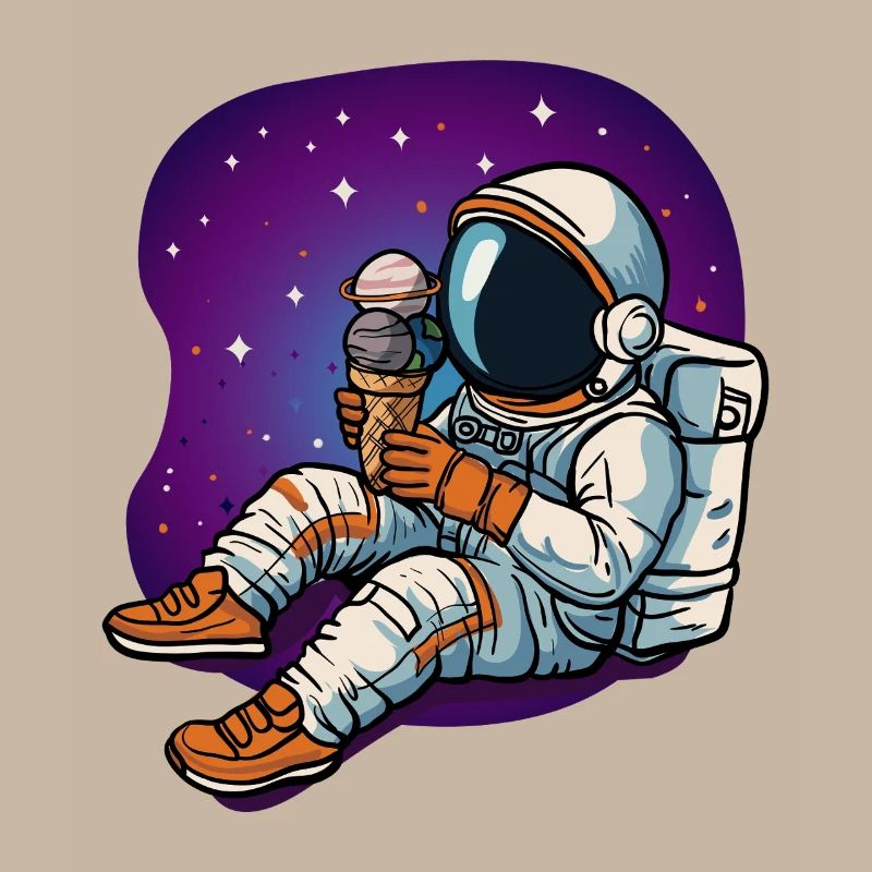 Astronaute spatial dégustant une glace