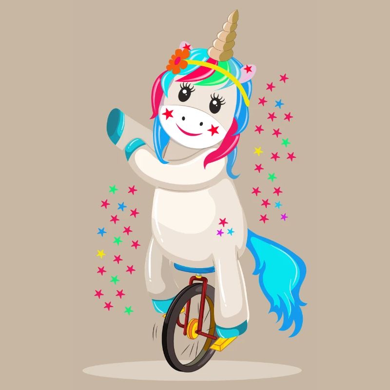 Einhorn Unicorn auf einem Einrad