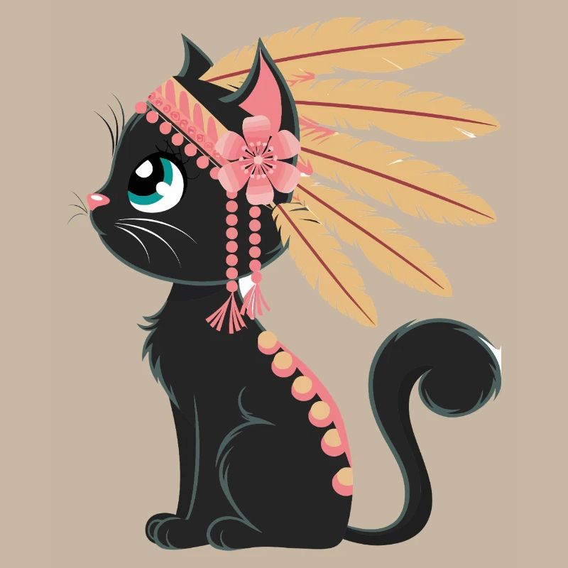 Boho Feather Cat