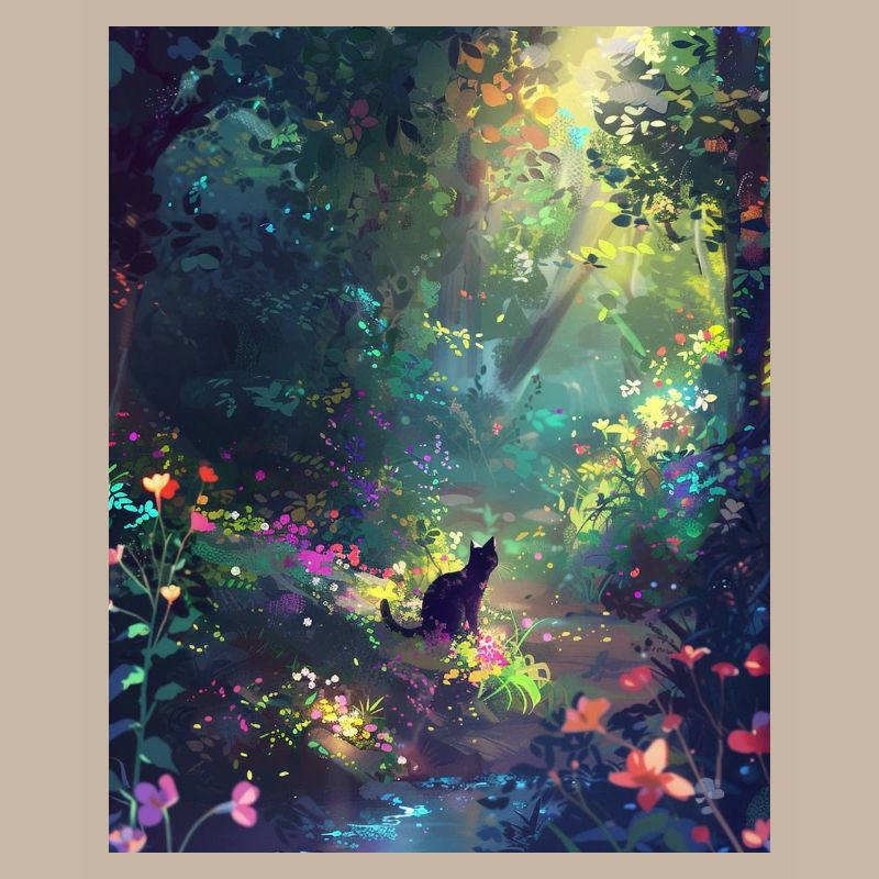 Chat des forêts ensoleillé