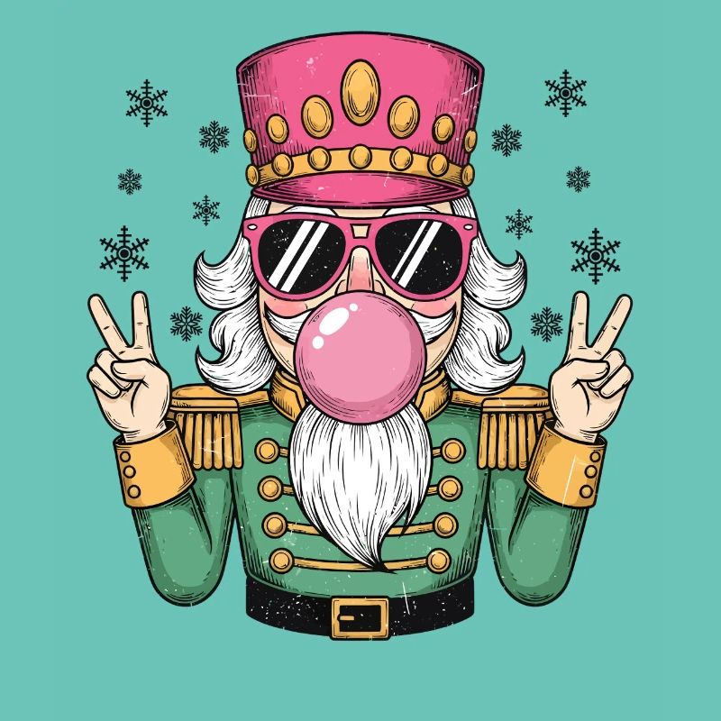 Nutcracker blows chewing gum