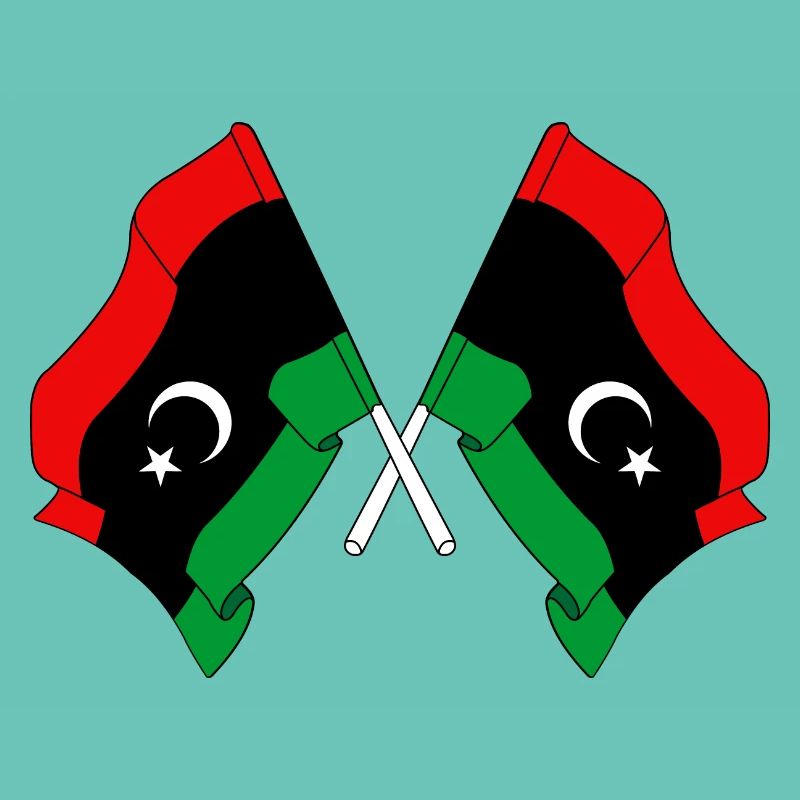 Two flags Libya