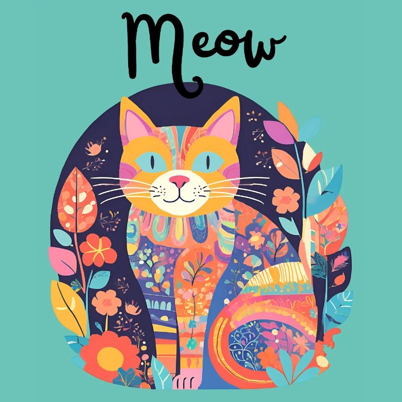 Chat coloré florilège patchwork