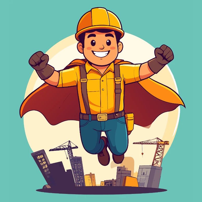 Bauhelden Superheld Bauarbeiter Held der Baustelle