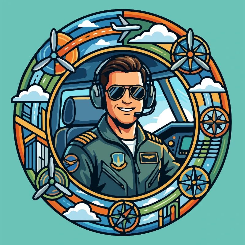 Comic Pilot in the Cockpit Sightseeing Flight