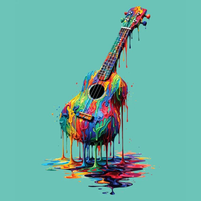 Ukulele with dripping paint