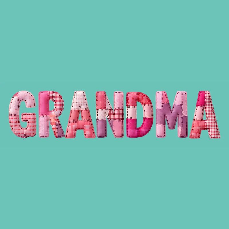 Grandmother Pink Plaid Letters Patchwork