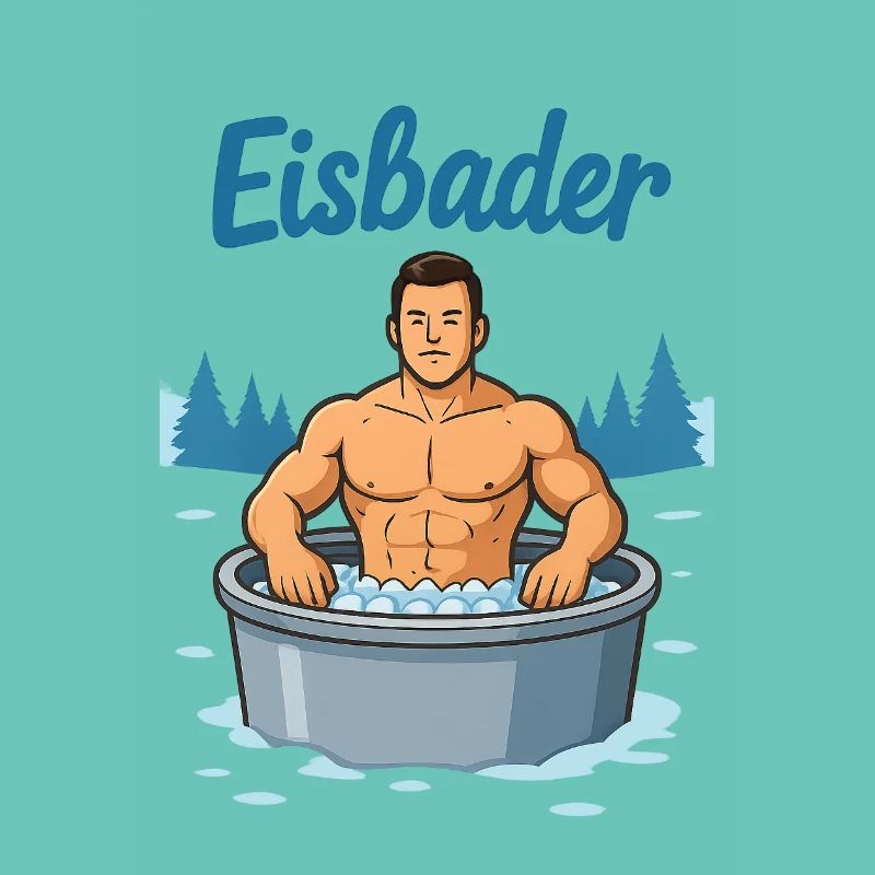 Eisbader Muskelmann im Eisbad