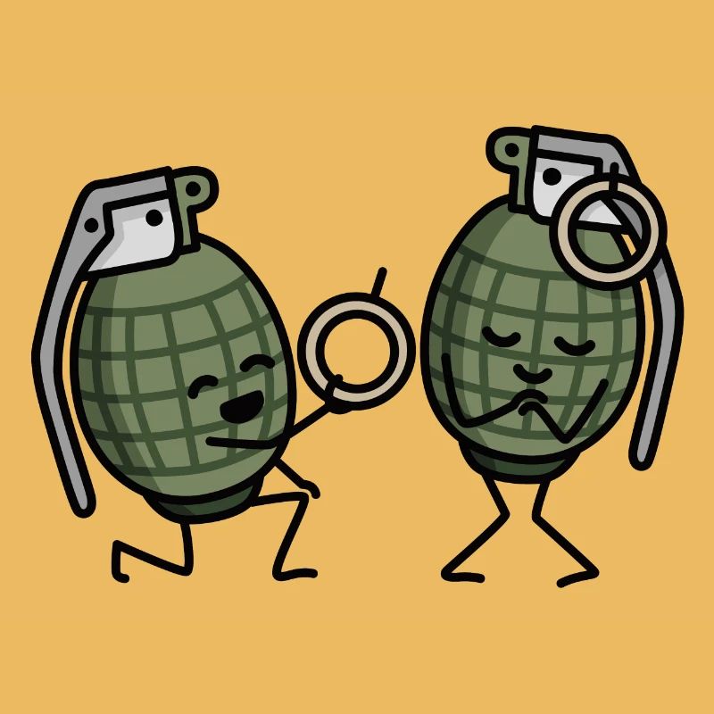 Hand Grenade Marriage Proposal Couples Army Ring Engaged