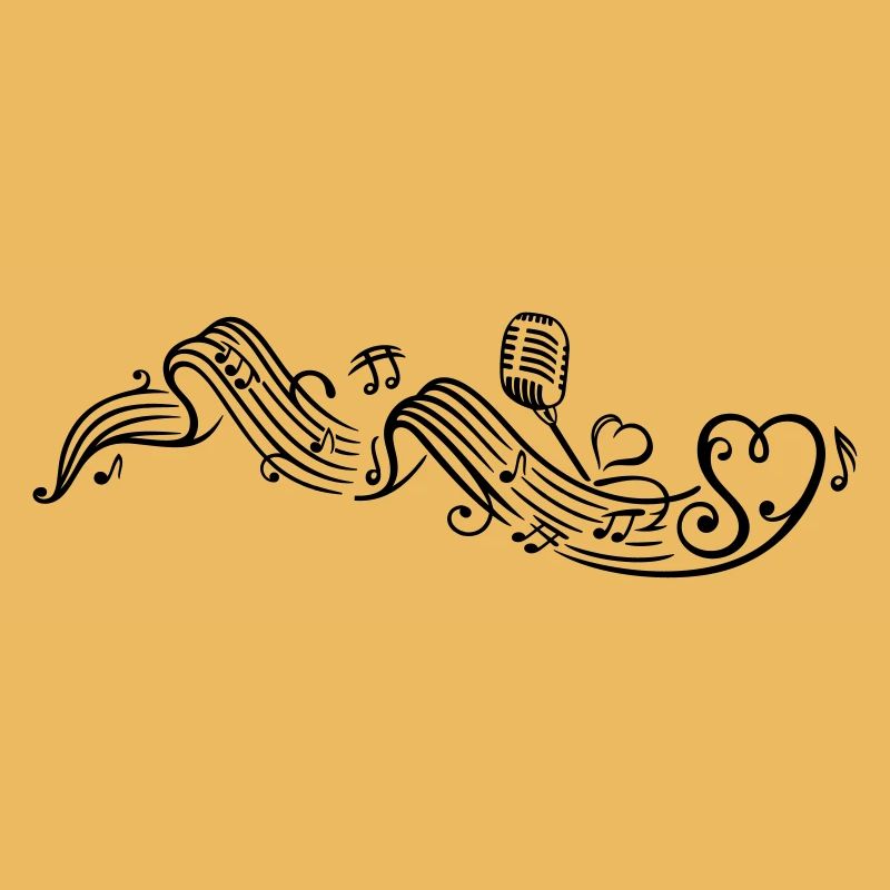 Notenblatt mit microphon, music, notes, clef