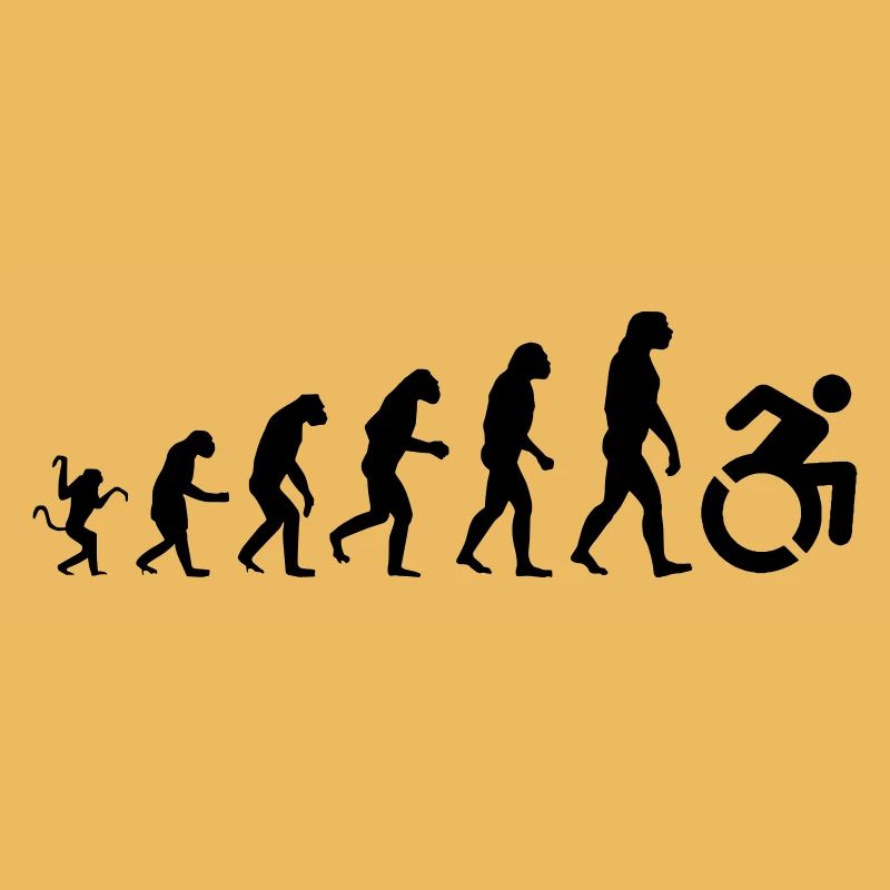 Evolution des Rollstuhls, der Rolle, des Humors *