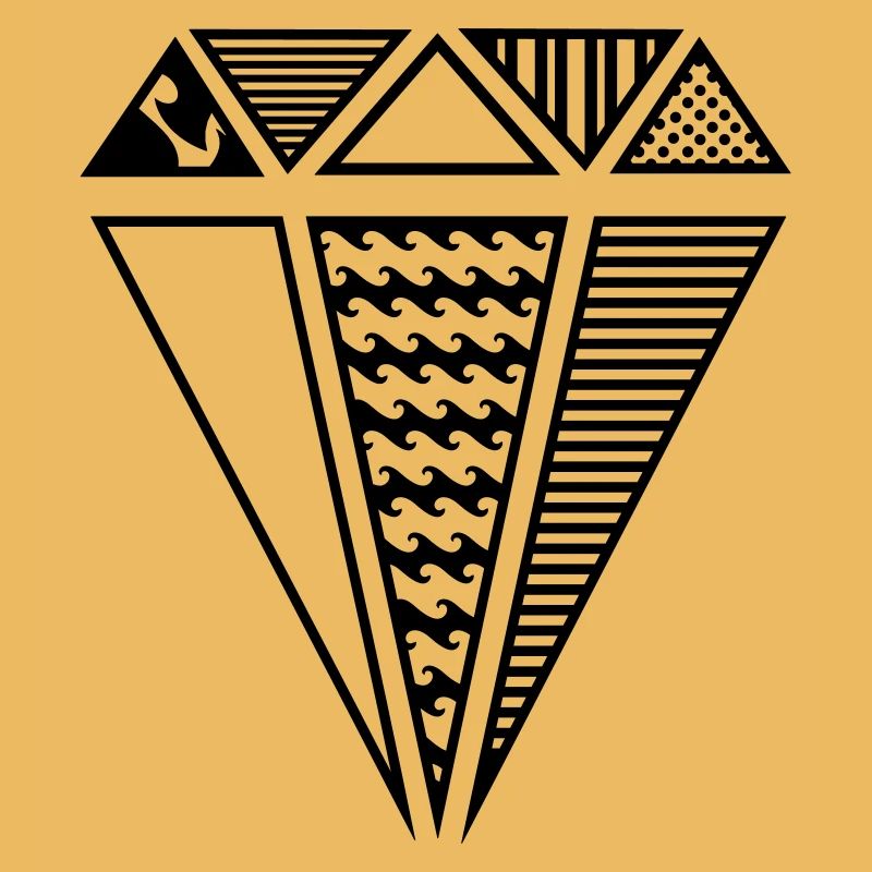 A shape of a diamond with different patterns