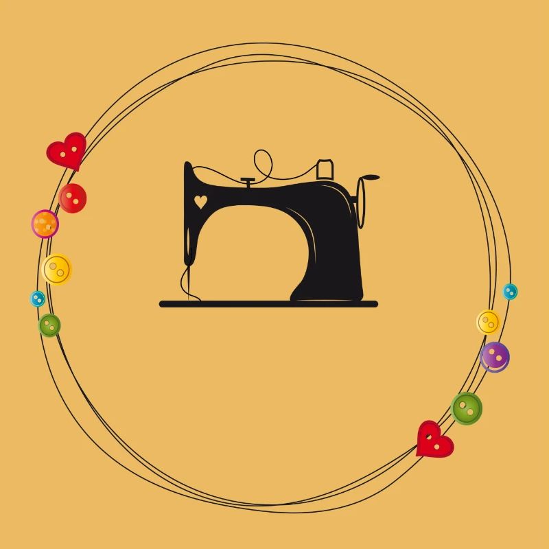 nostalgic stylized sewing machine with buttons