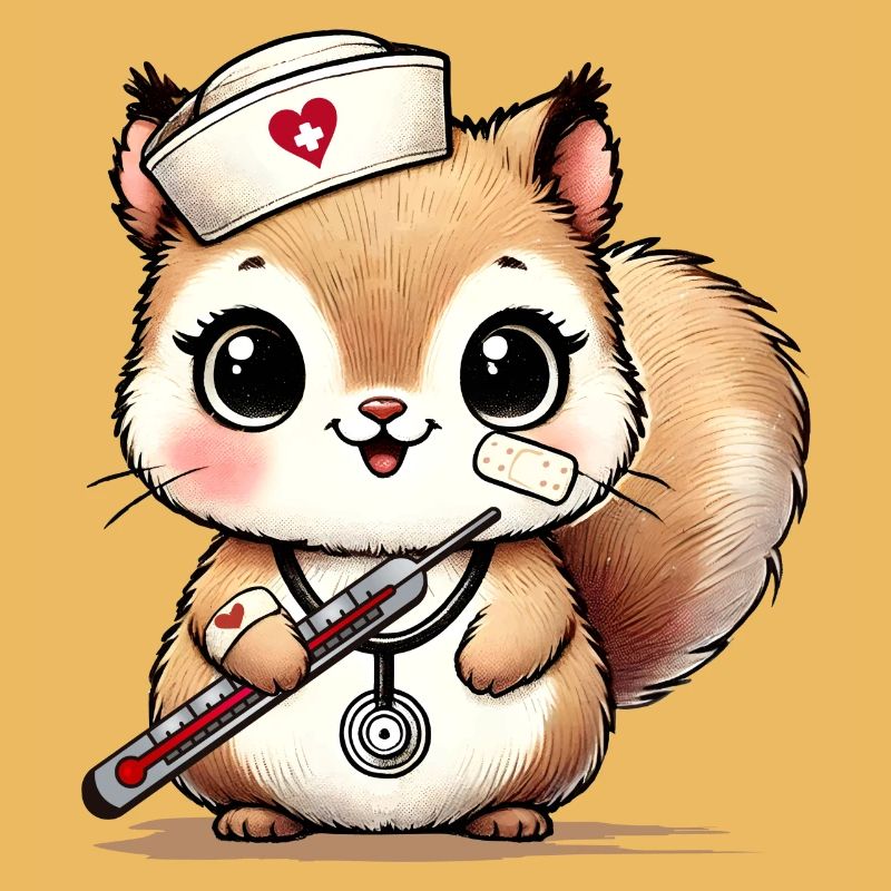 Bezauberndes Eichhörnchen als Krankenschwester