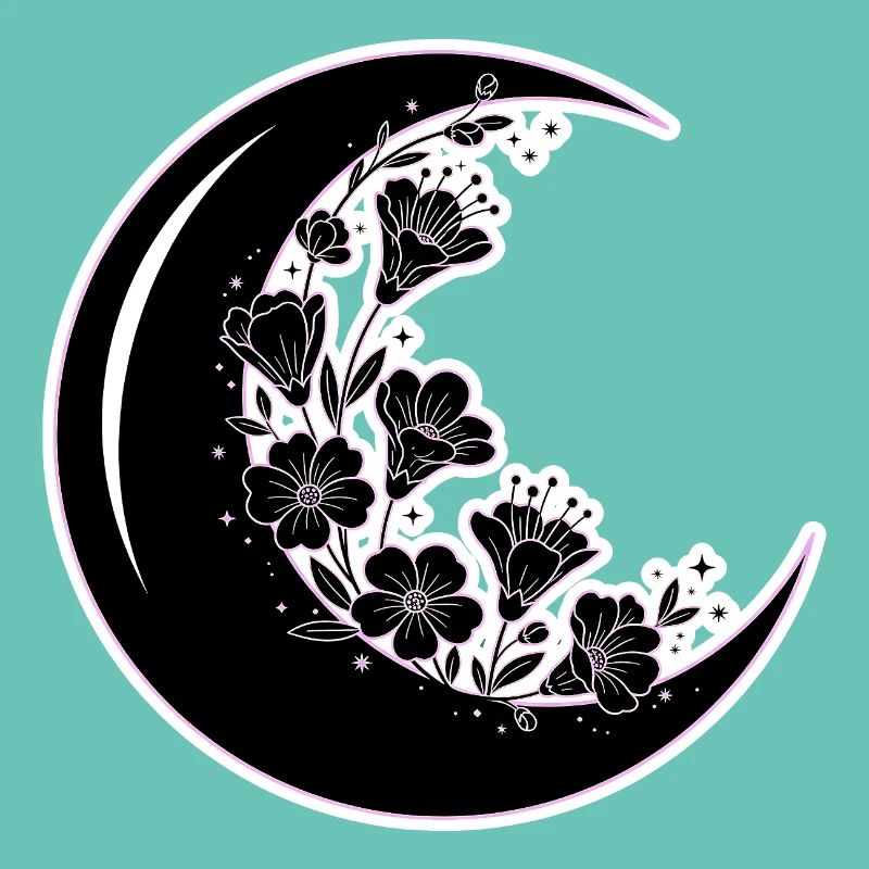 Illustration florale de la phase de lune