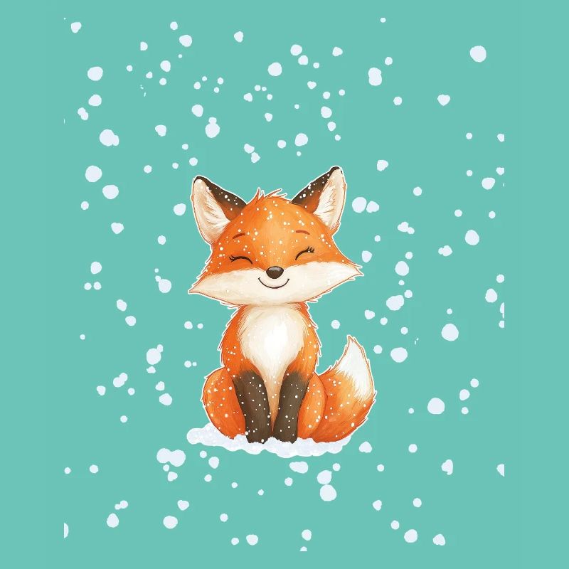 Fuchs mit Schneeflocken