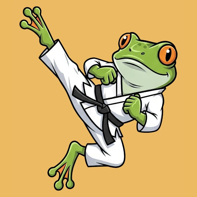Whimsical Frog Toad Toad Karate Martial Arts