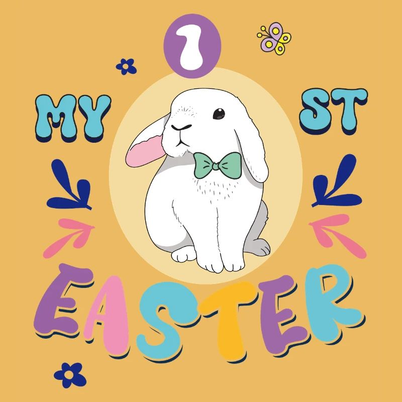 My first Easter, cute bunny with a bow
