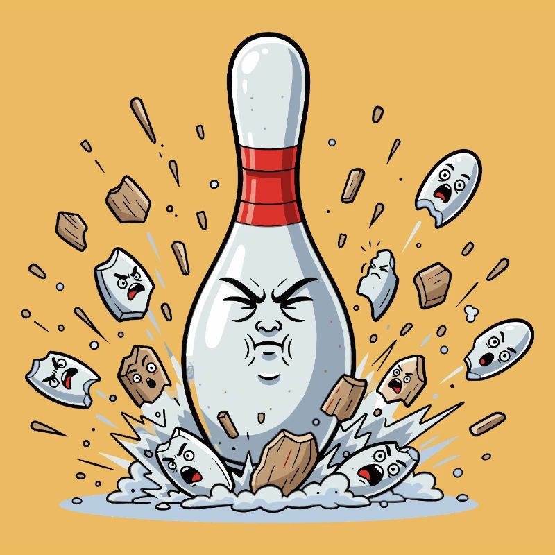 Exploding Bowling Pin Cartoon