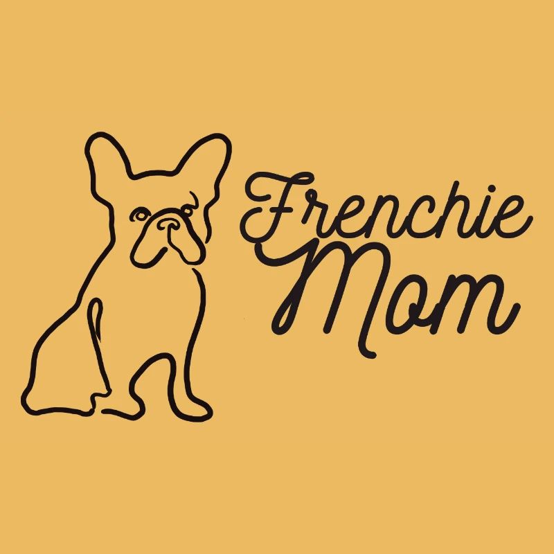 Frenchie Mom Silhouette Script Lineart