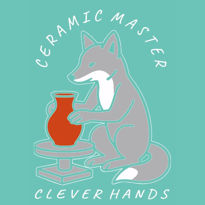Ceramic Master Fox on Pottery Wheel