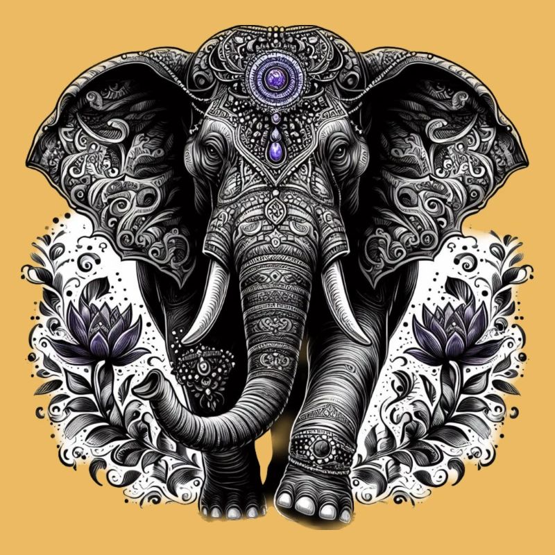 Éléphant avec coiffe