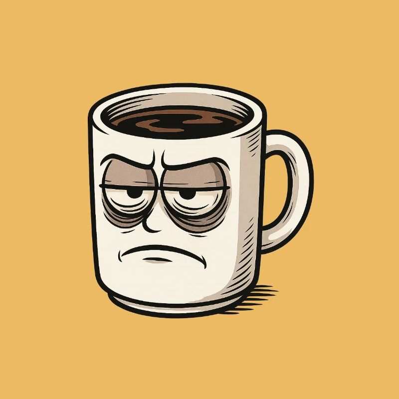Coffee cup with grumpy face