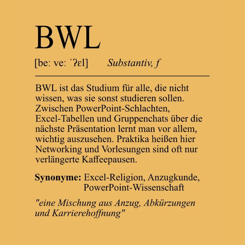 Unispruch "BWL" Student Geschenk, Studenten