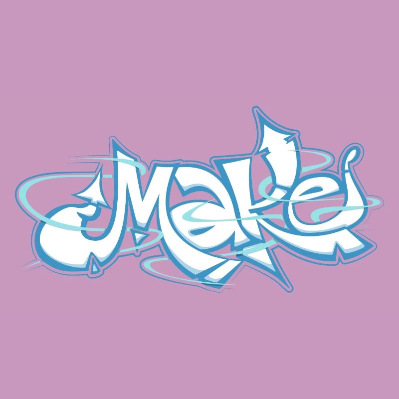 Blue word make graffiti