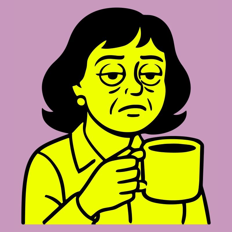 Grumpy coffee lady