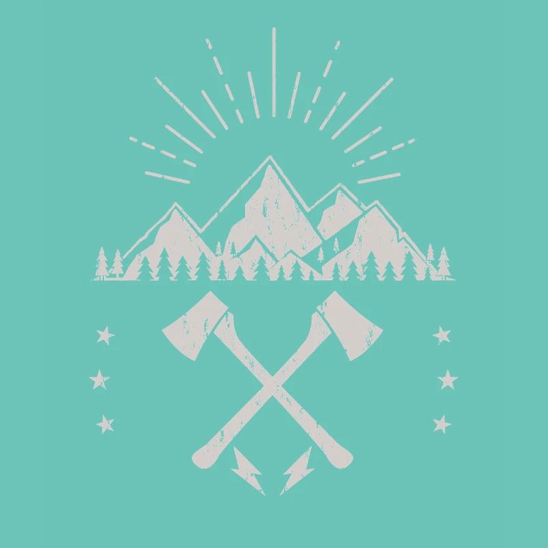 Robustes Berg-Sonnenaufgangsaxt-Emblem