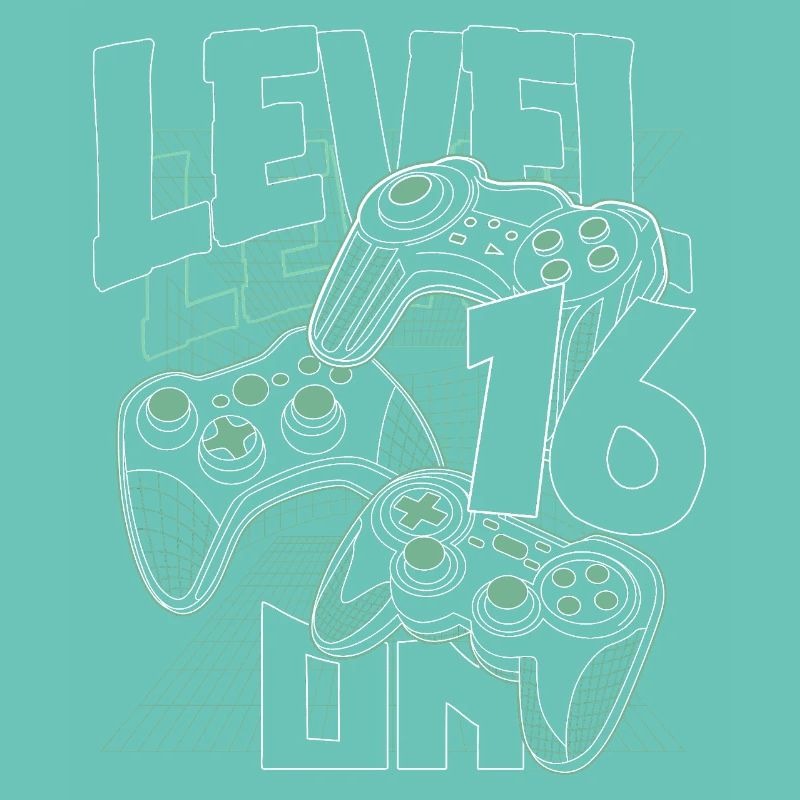 Level Up Retro Controller Graphic 16e anniversaire