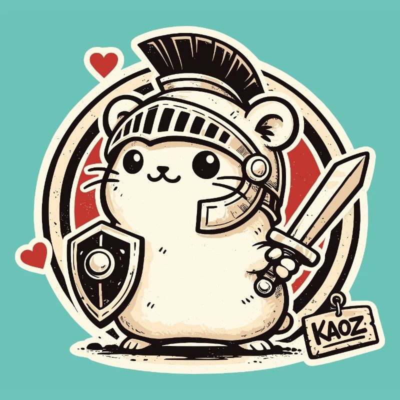 Gladiator Warrior Hamster with Shield and Sword