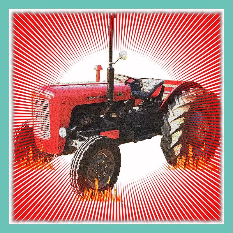 Red Tractor with Radiant Pattern