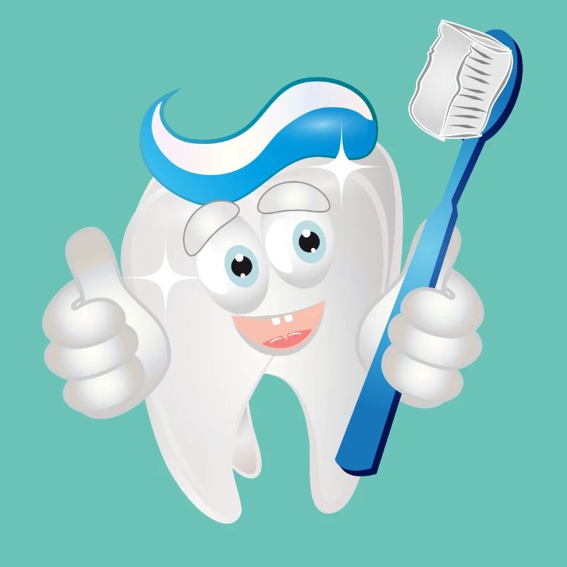 radiant white tooth with toothpaste as a comic