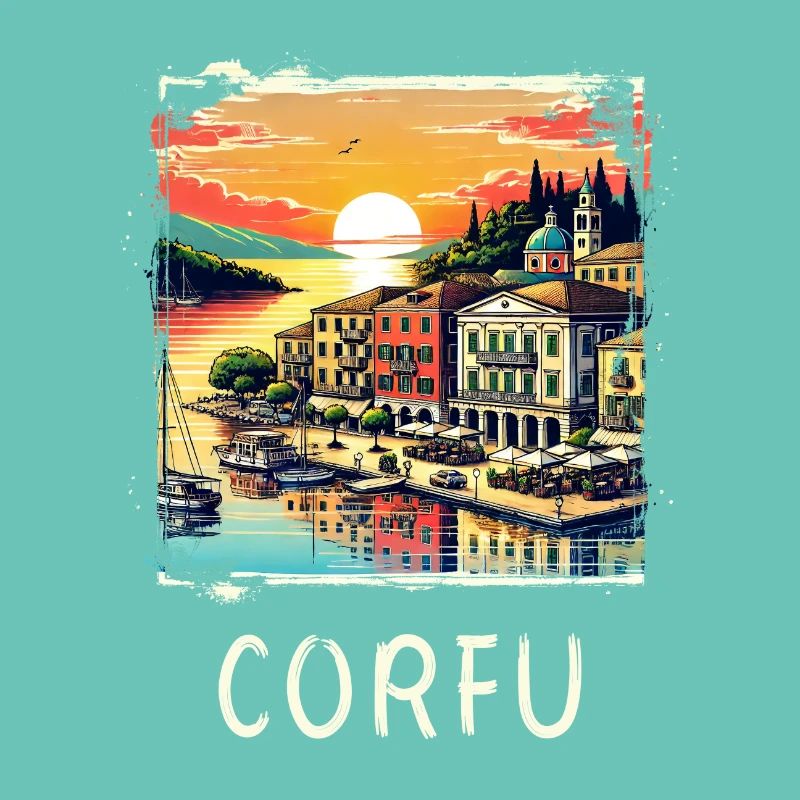 Corfu Greece panoramic design
