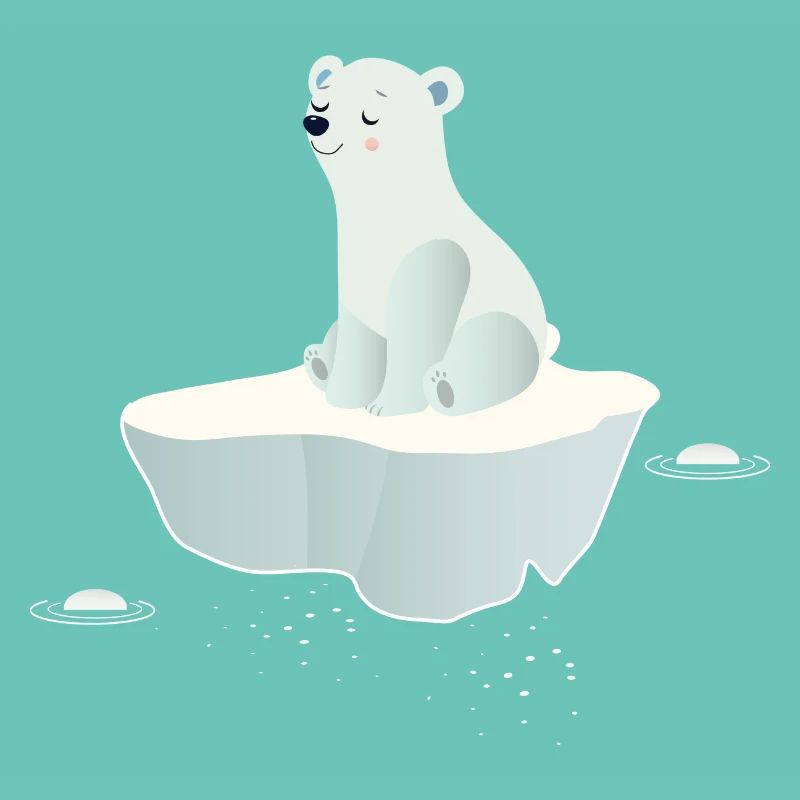 Träumender Eisbär auf einer Eisscholle