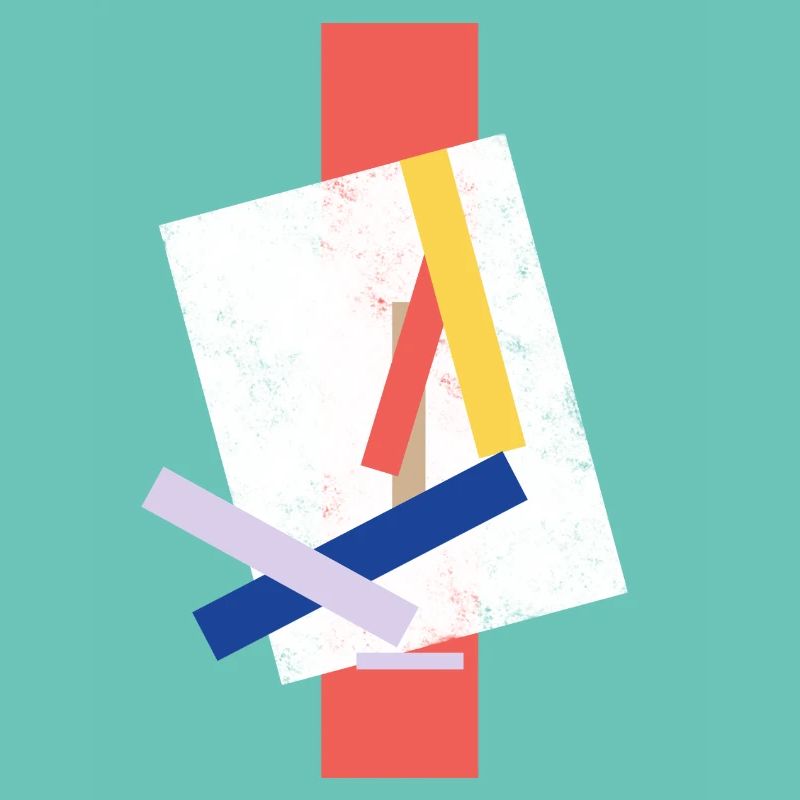 Abstract color block pattern distorted face